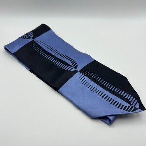 Giorgio Brutini Blue & Black Silk Tie Checkerboard Geometric Pattern Made In Kor